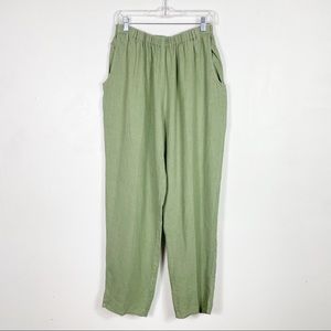 Flax - Green Straight Leg Linen Pants